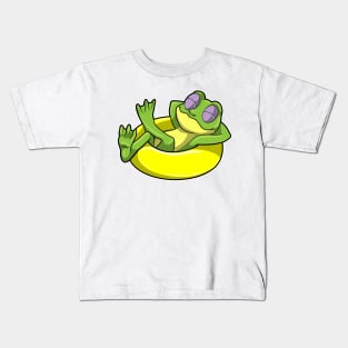 Frog at Swimming with Swim ring Kids T-Shirt